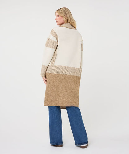 Stripe Cardigan Jacket in sand melange by Esqualo