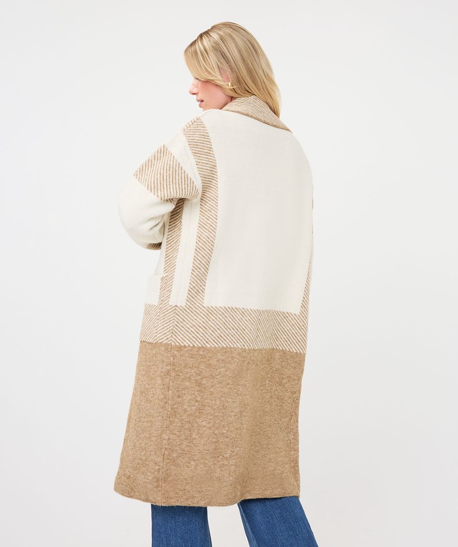 Stripe Cardigan Jacket in sand melange by Esqualo