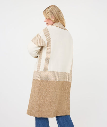 Stripe Cardigan Jacket in sand melange by Esqualo