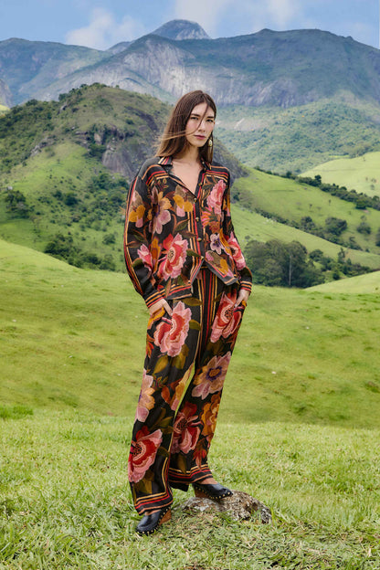 Chenille Flowers Blouse in black by Farm Rio