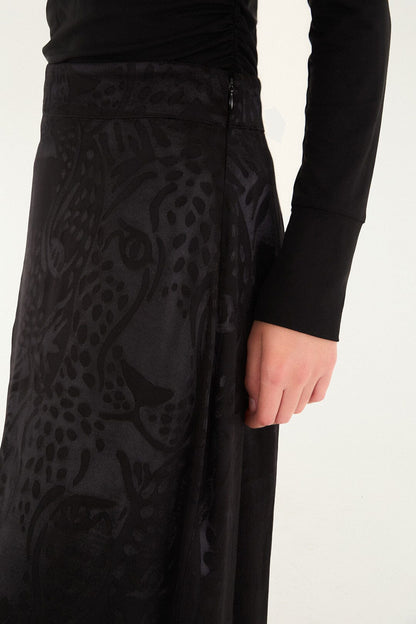 Midnight Leopards Jacquard Maxi Skirt in black by Farm Rio