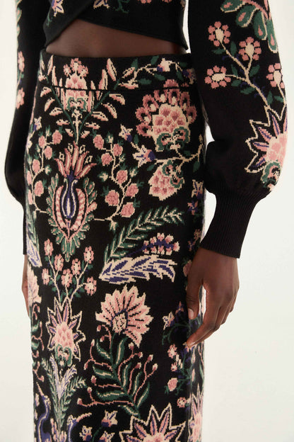 Marvelous Garden Knit Skirt in black by Farm Rio