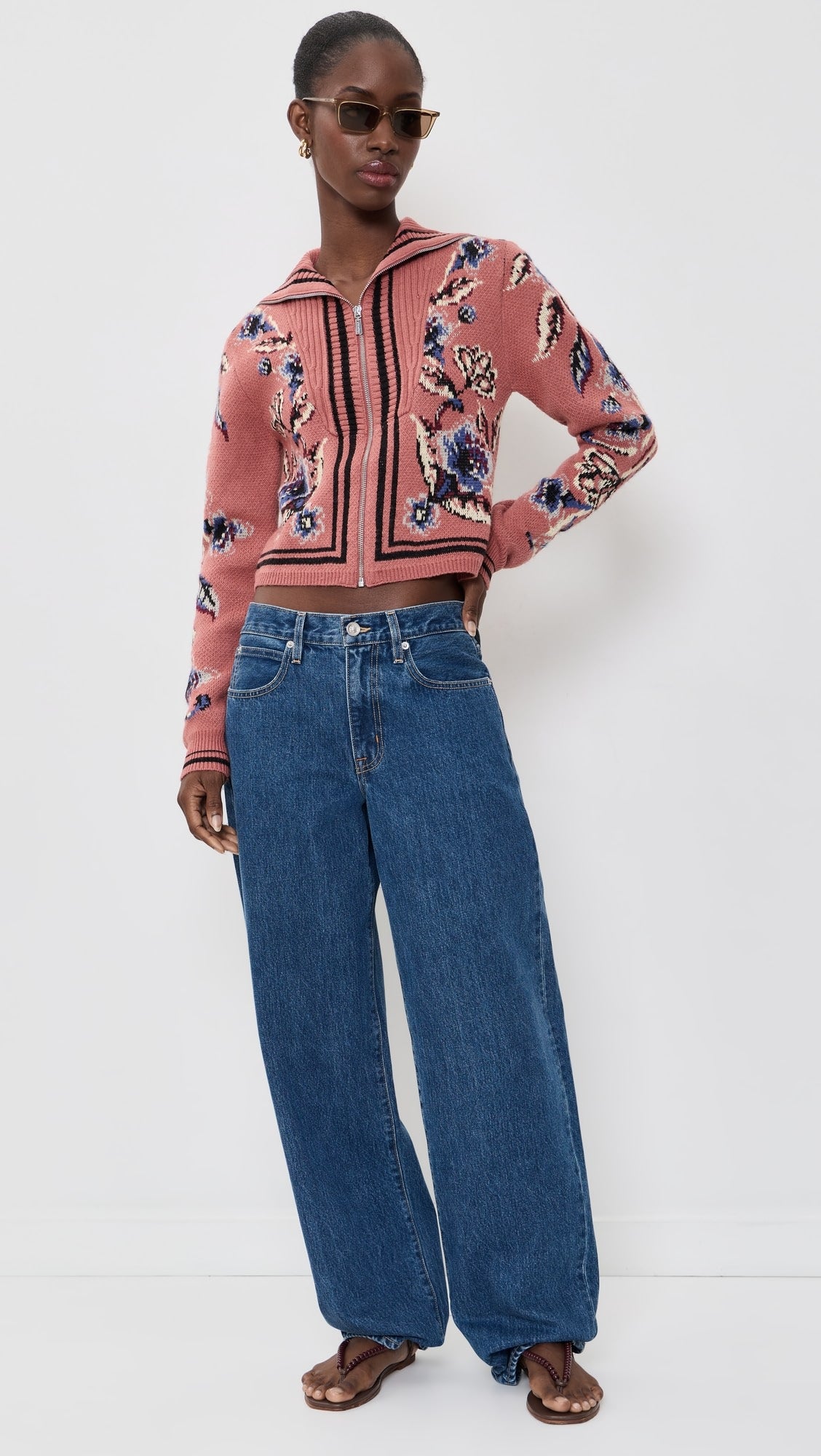 Floral Beauty Tapestry Knit Cardigan in blush pink by Farm Rio