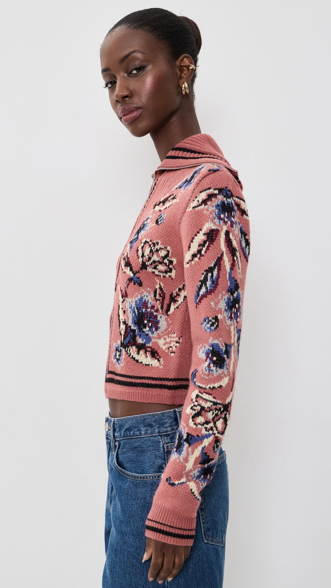Floral Beauty Tapestry Knit Cardigan in blush pink by Farm Rio