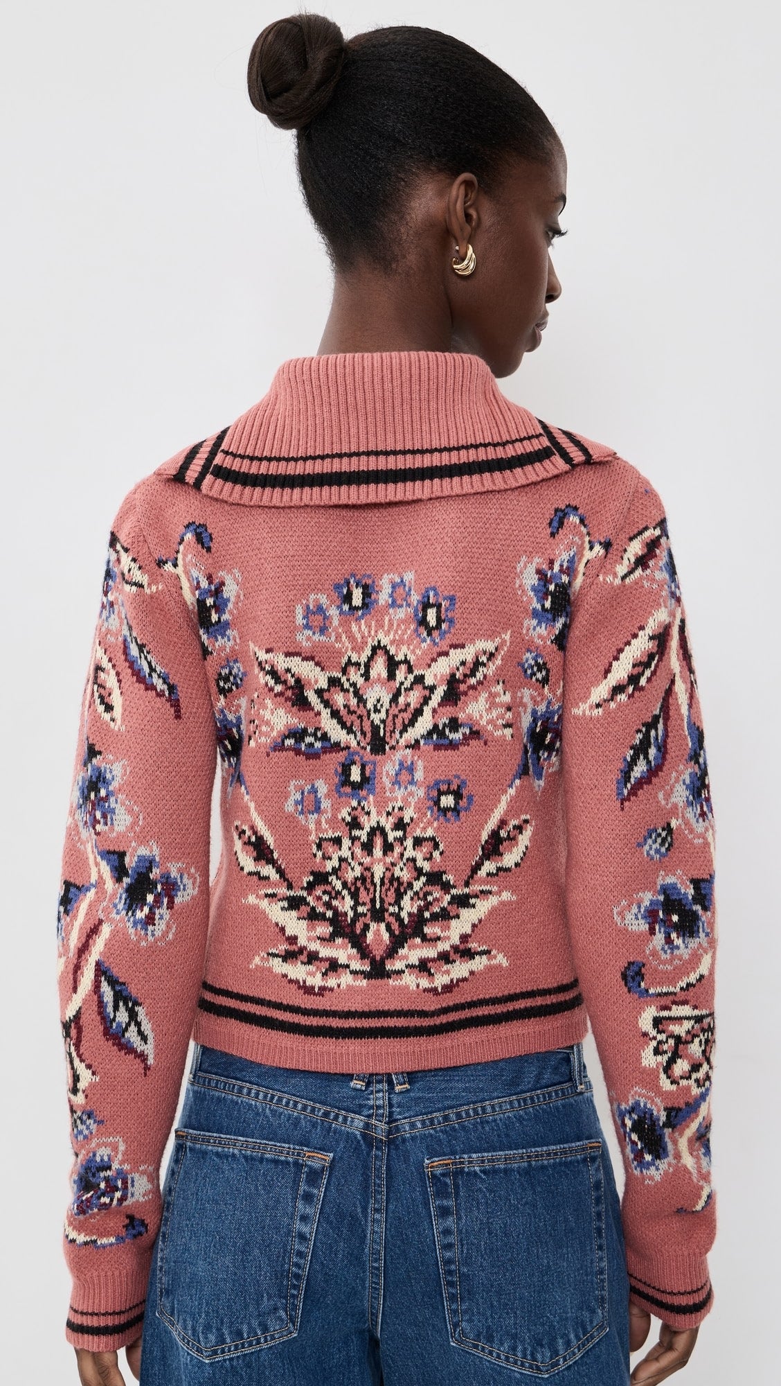 Floral Beauty Tapestry Knit Cardigan in blush pink by Farm Rio