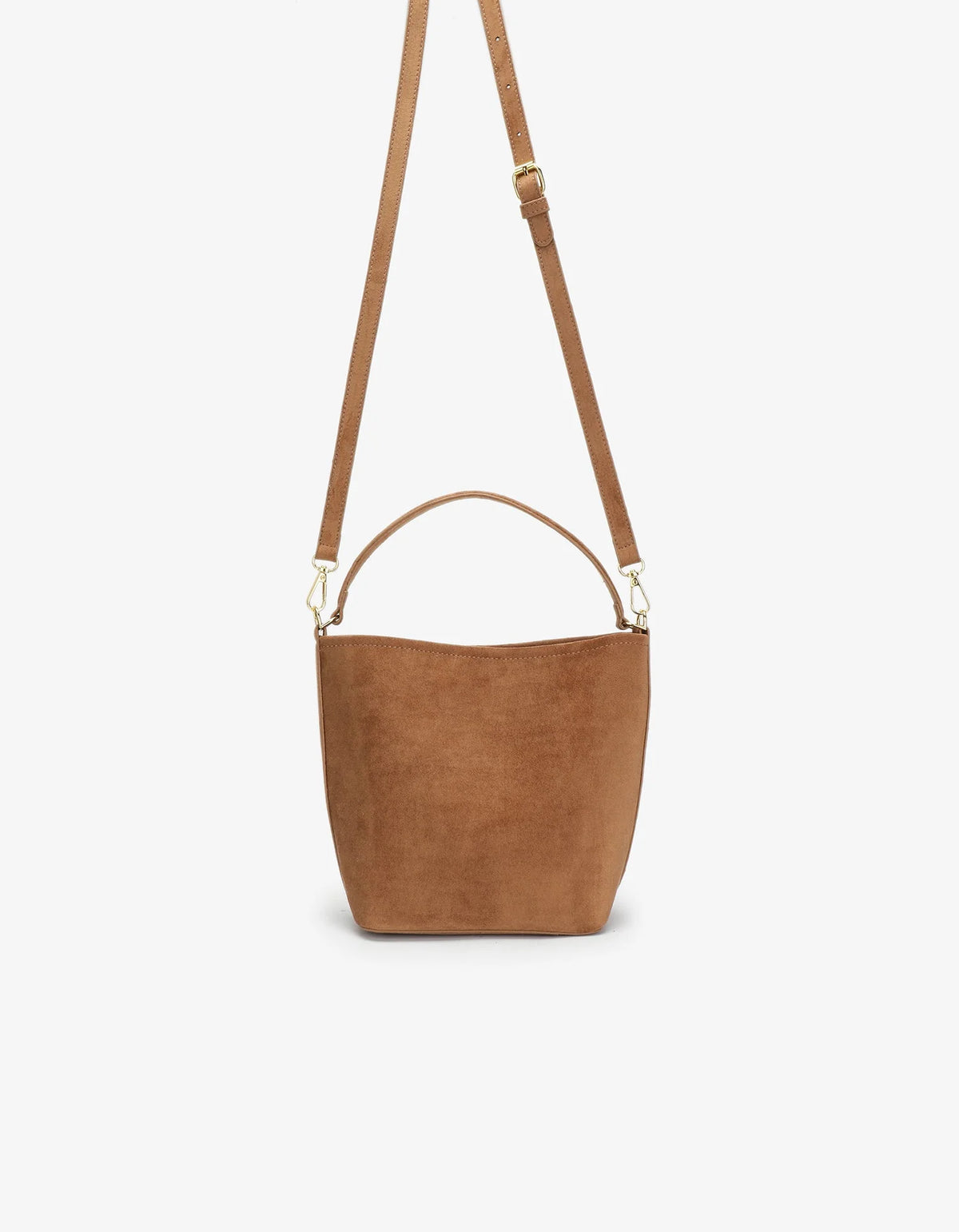Feigh Mini Faux Suede Shoulder Bag in camel by Remi & Reid