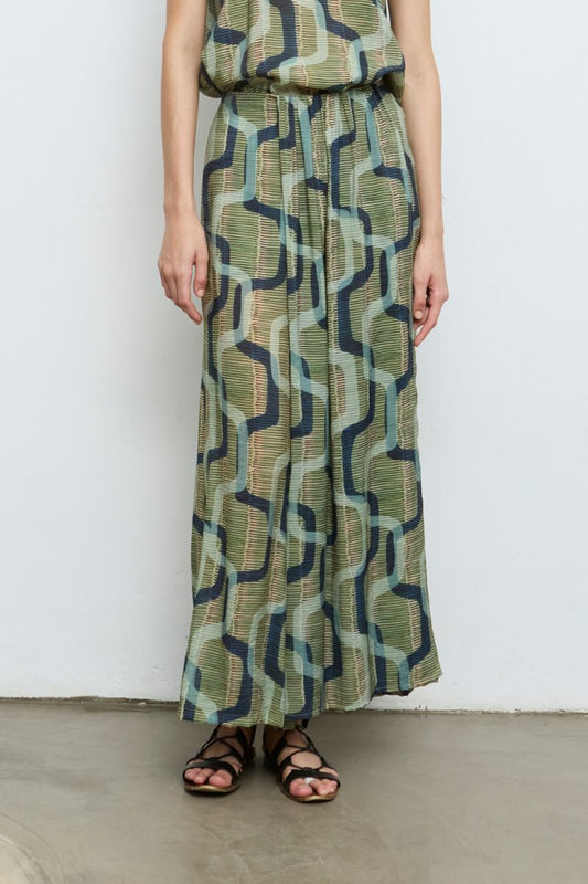 Printed Wide Leg Pants in verde clar by Aldo Martins