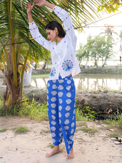 Fennel Pant in blue shells by Nimo