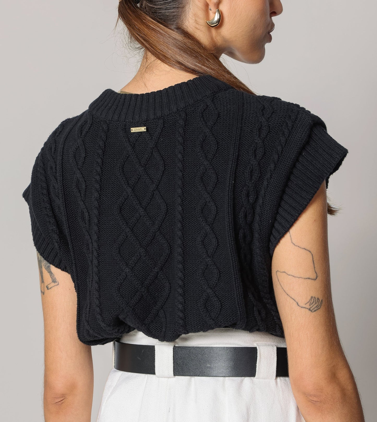 Gigi Sweater Vest in black by Cleobella