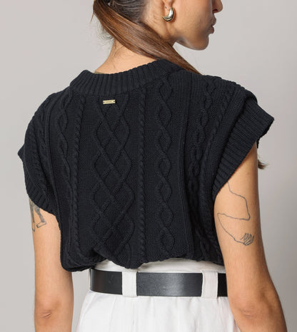 Gigi Sweater Vest in black by Cleobella