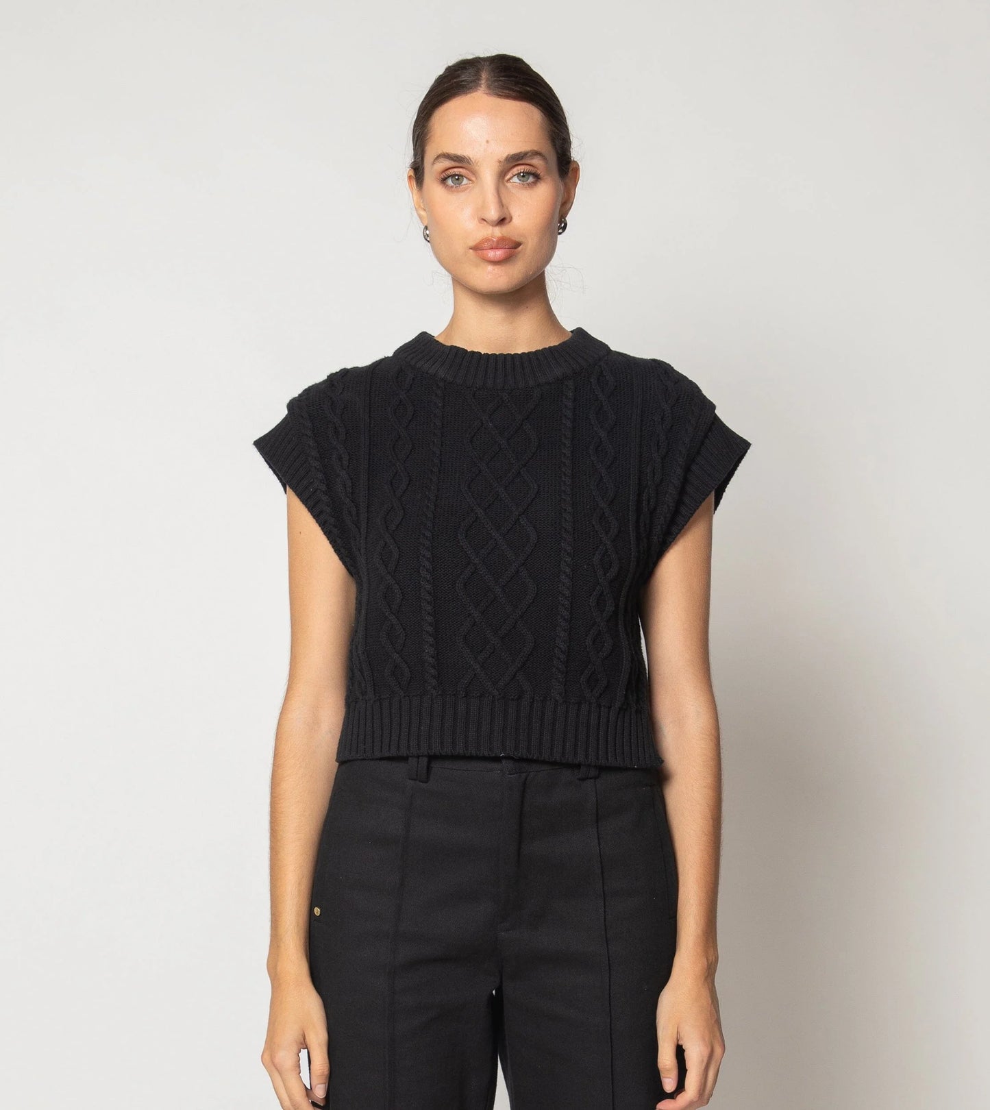 Gigi Sweater Vest in black by Cleobella