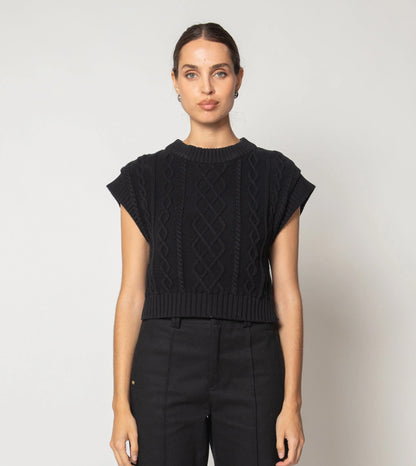 Gigi Sweater Vest in black by Cleobella