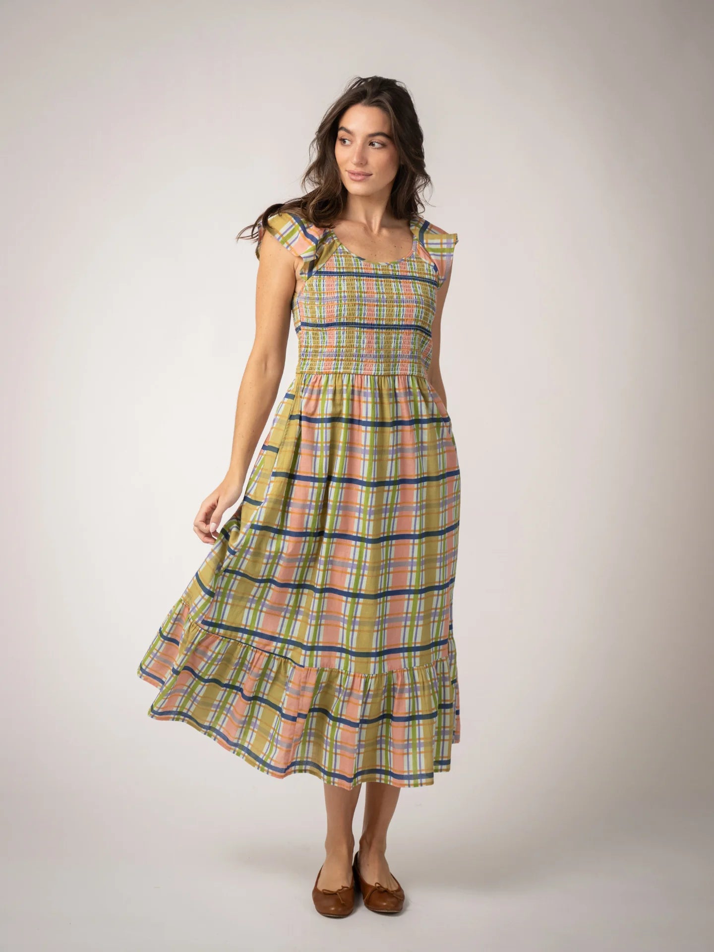 Goldie Dress in camden pink plaid by Beau & Ro