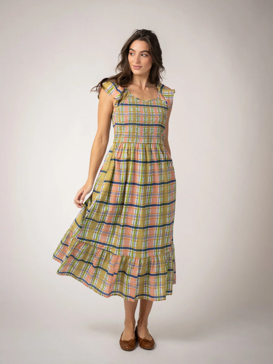 Goldie Dress in camden pink plaid by Beau & Ro
