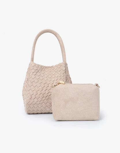 Hollace Mini Woven Faux Suede in foundation by Remi & Reid