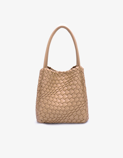 Hollace Mini Woven Tote in light tan by Remi & Reid