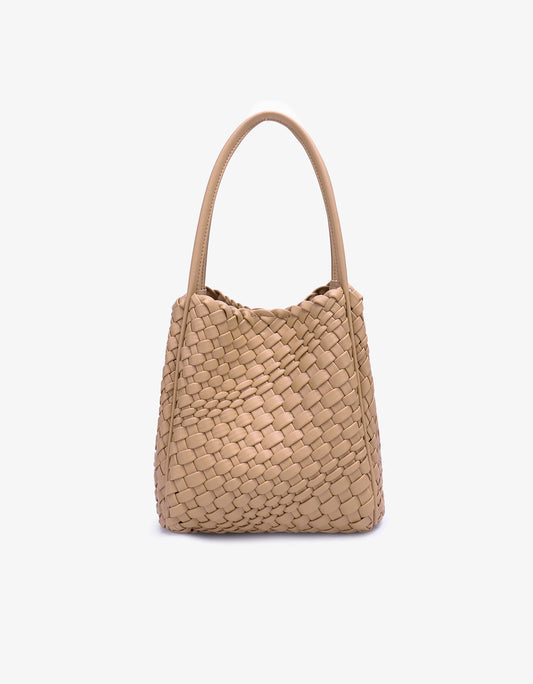 Hollace Mini Woven Tote in light tan by Remi & Reid