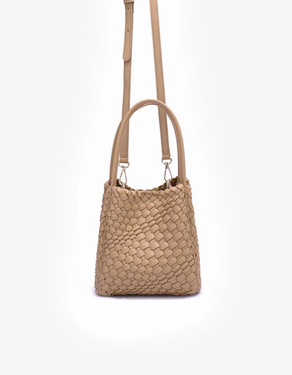 Hollace Mini Woven Tote in light tan by Remi & Reid