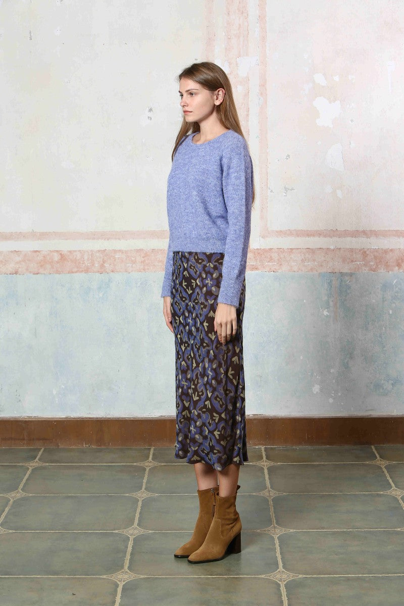 Printed Midi Skirt in Brown by See u Soon
