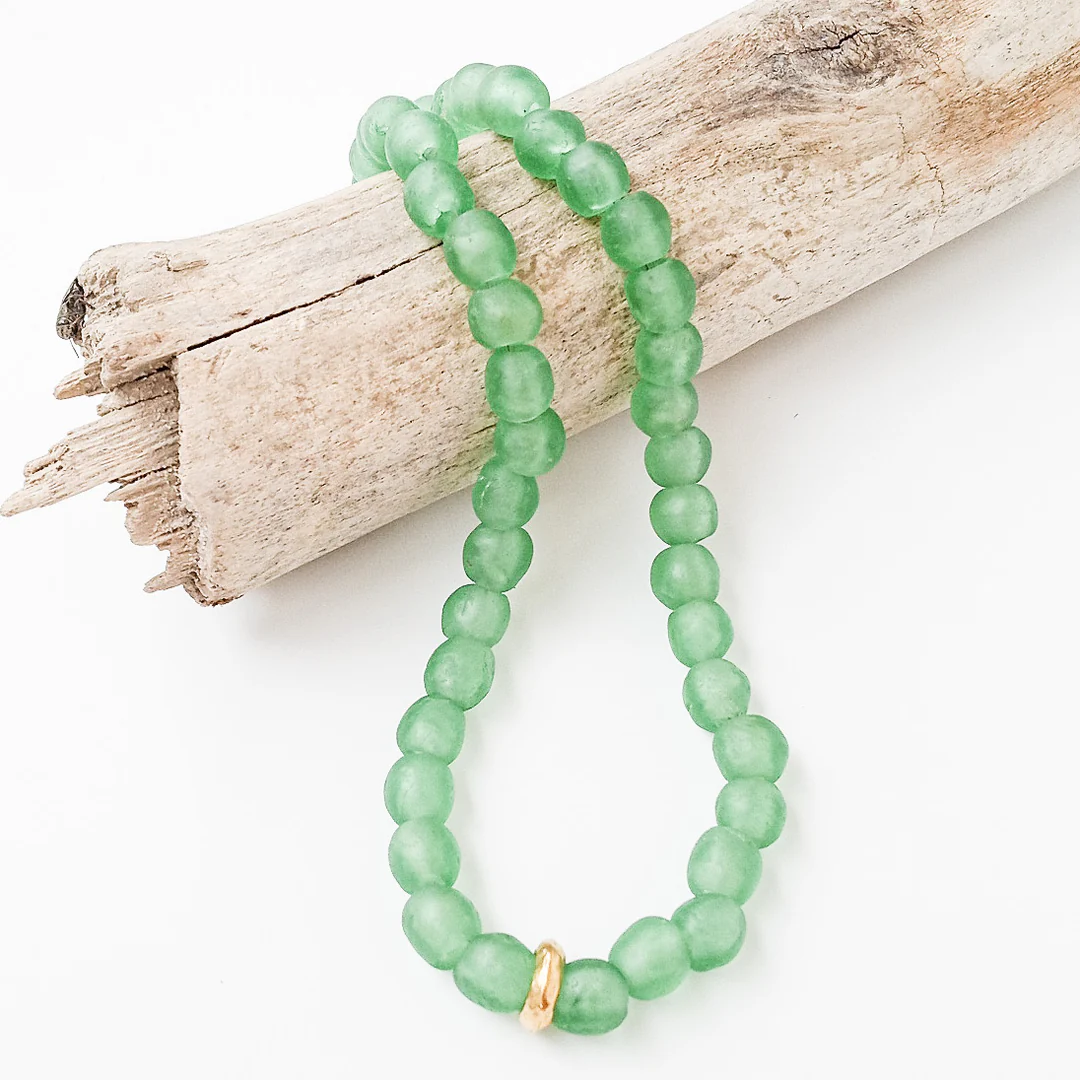 16" Glass Washer Necklace in green by Virtue