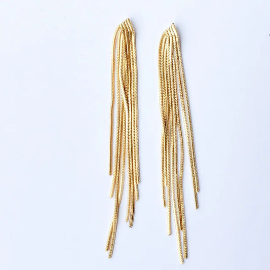 Metal Fringe Earring in gold by Virtue
