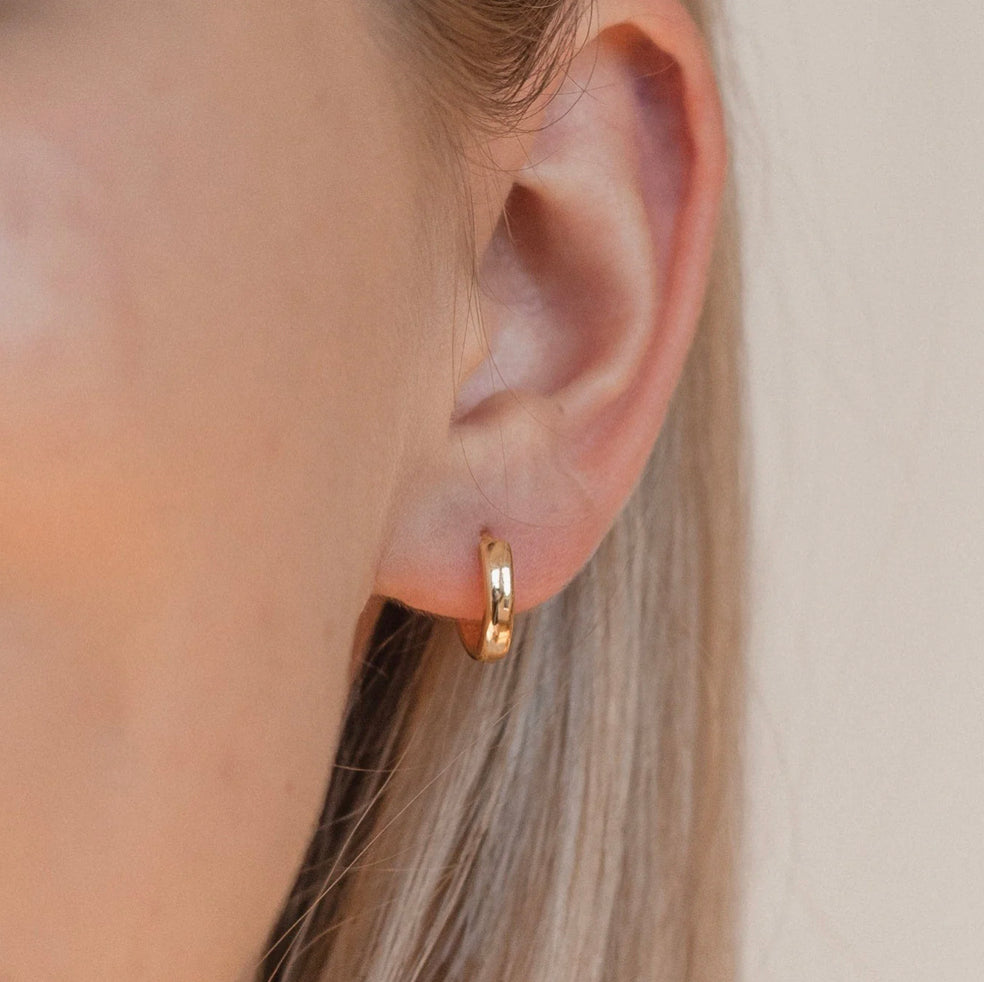 Minimalist Mini Huggies in gold by Farrah B