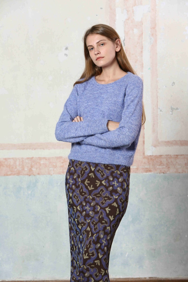 Printed Midi Skirt in Brown by See u Soon