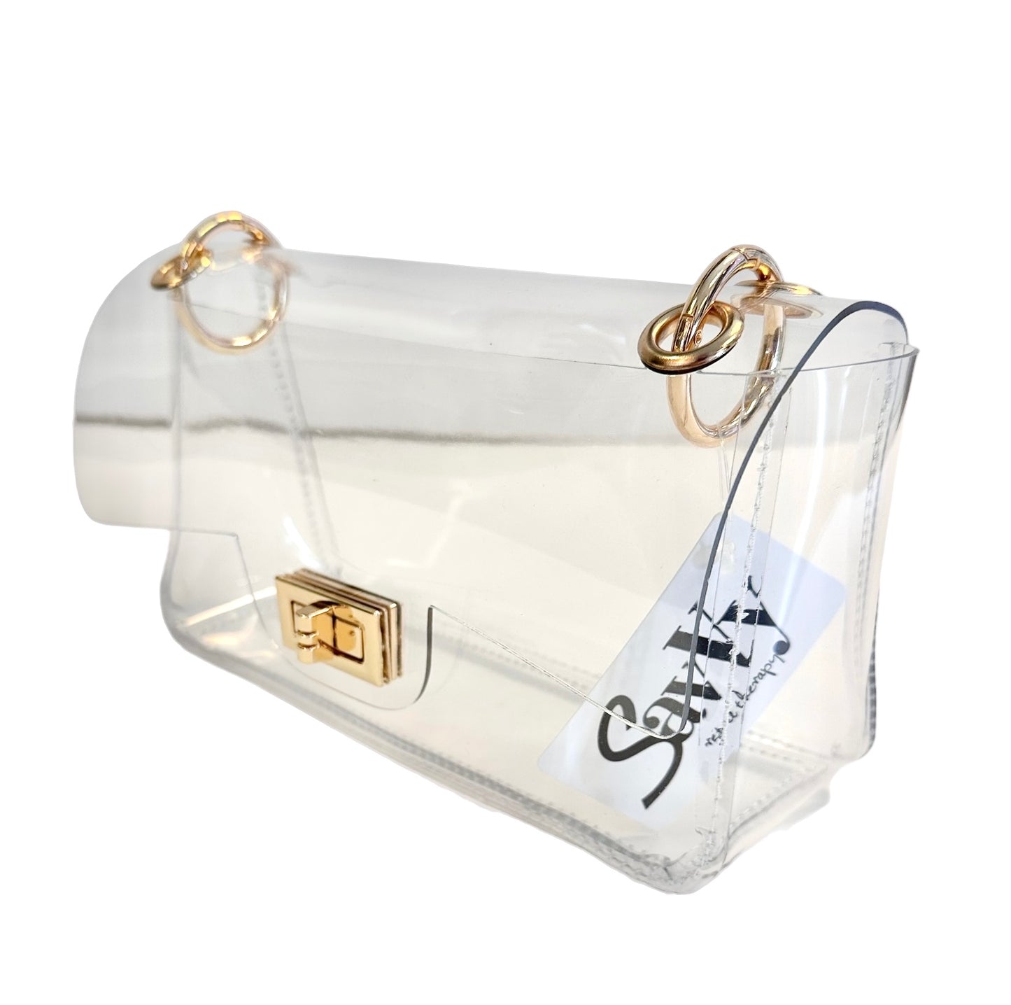 Clear Clutch with Gold Hardware