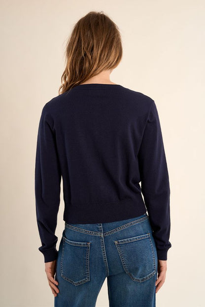 Basic Button Up Cardigan in navy blue by Molly Bracken