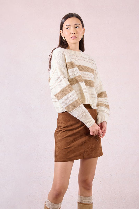 Stripe Sweater in off white/beige by Molly Bracken