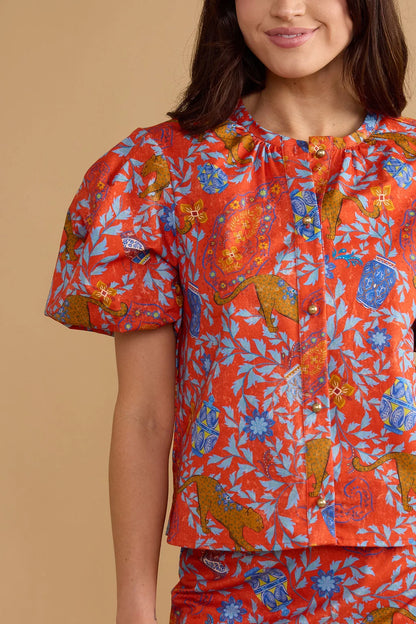 Dylan Printed Top in leopard raj by Double A