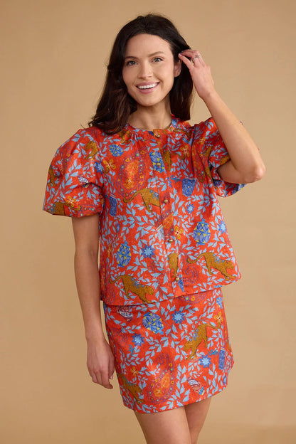 Dylan Printed Top in leopard raj by Double A
