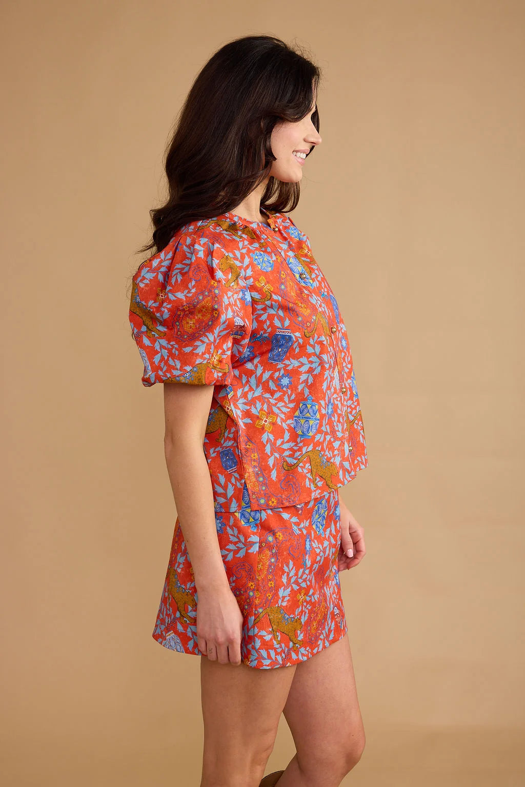 Dylan Printed Top in leopard raj by Double A