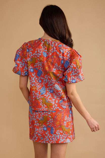 Dylan Printed Top in leopard raj by Double A