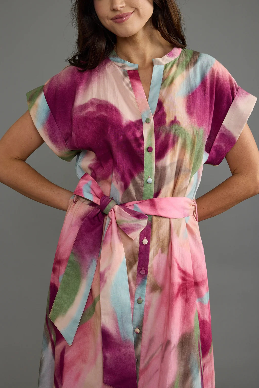Evelyn Printed Dress in rosewater by Double A