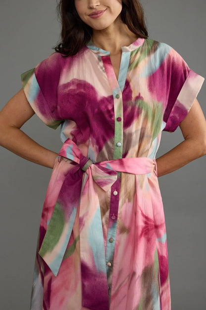 Evelyn Printed Dress in rosewater by Double A