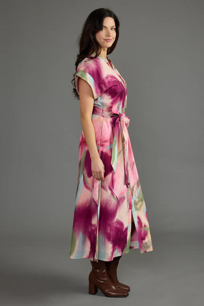 Evelyn Printed Dress in rosewater by Double A