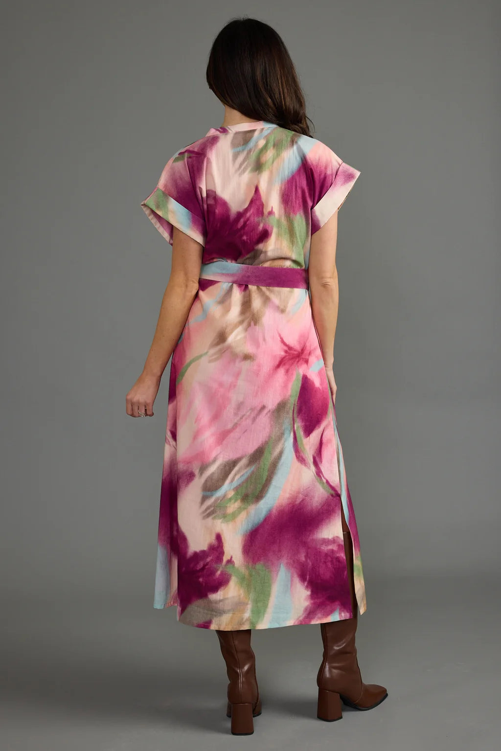 Evelyn Printed Dress in rosewater by Double A
