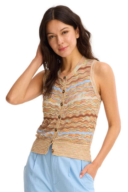 Kya Sweater Vest in blue multi by Allison