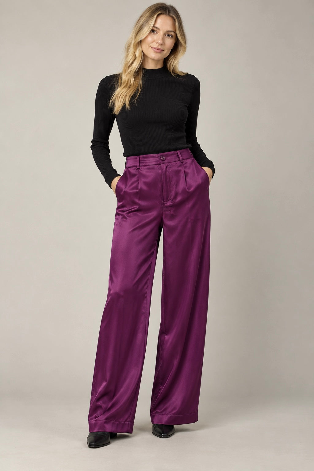 Satin Trousers in berry by Esqualo
