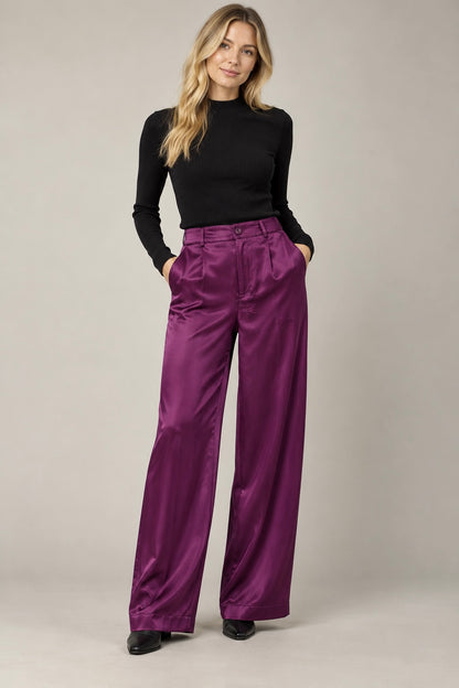 Satin Trousers in berry by Esqualo