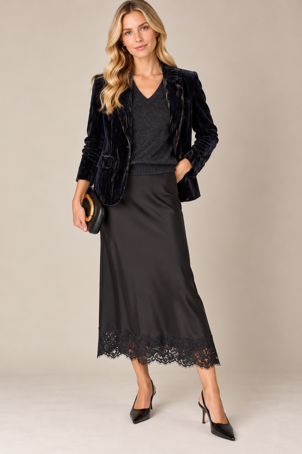 Velvet Blazer in black by Esqualo