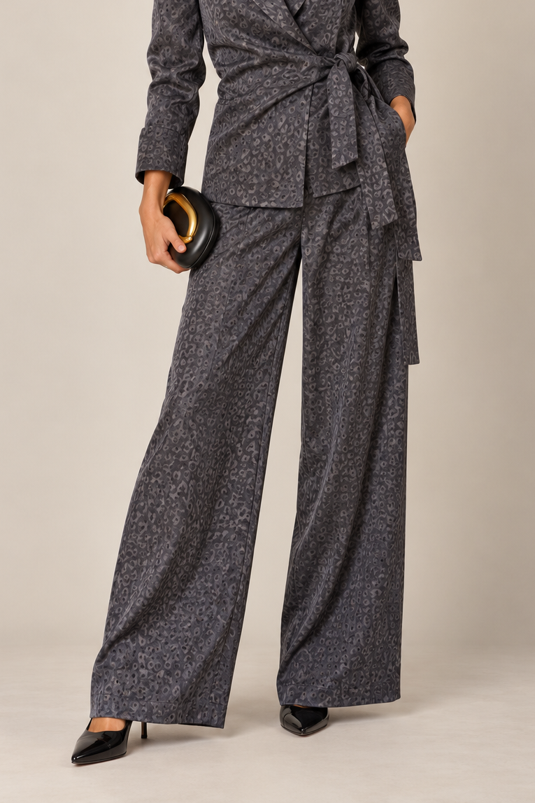 Animal Print Trousers in charcoal by Esqualo
