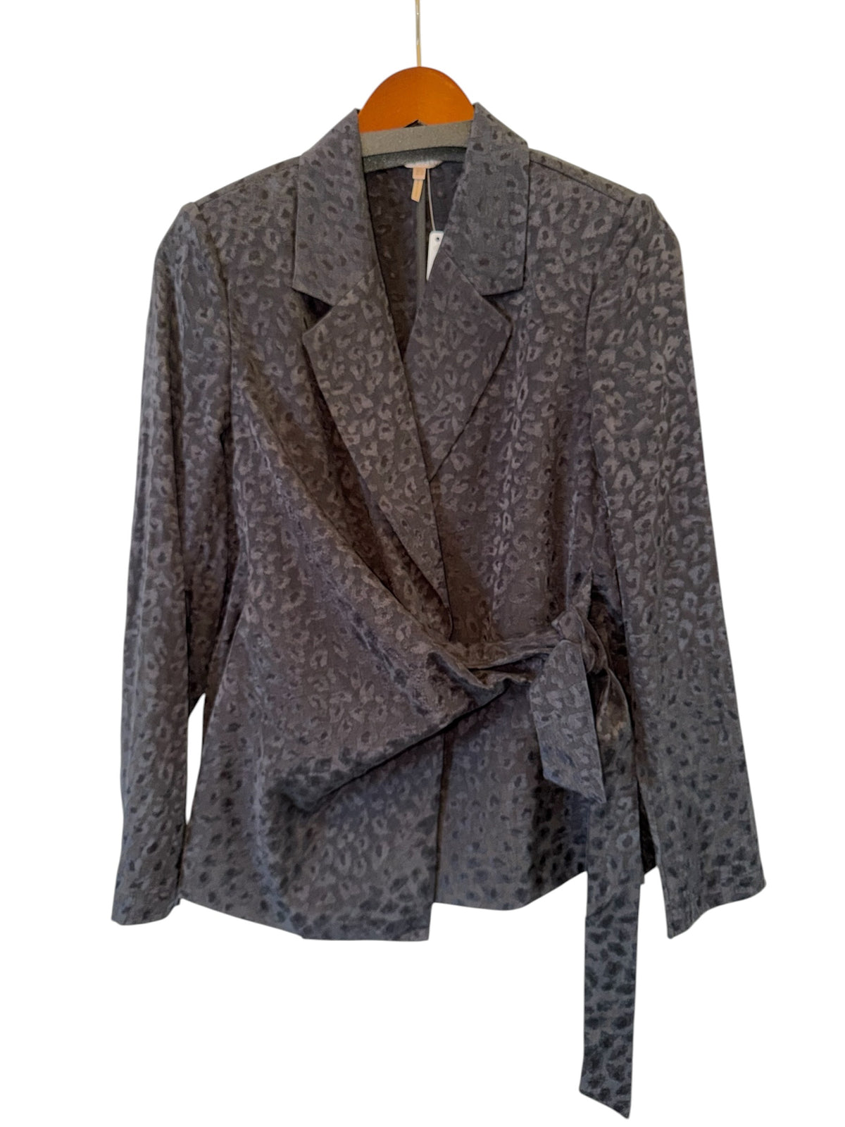 Animal Print Wrap Blouse in charcoal by Esqualo