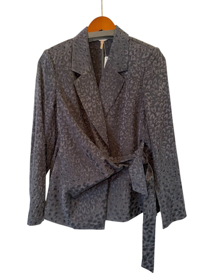 Animal Print Wrap Blouse in charcoal by Esqualo