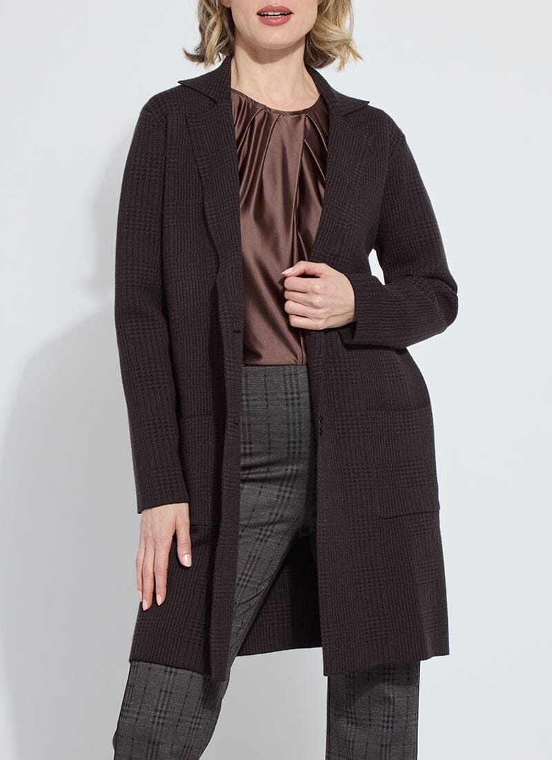 Lina Sweater Car Coat in double espresso/black by Lysse