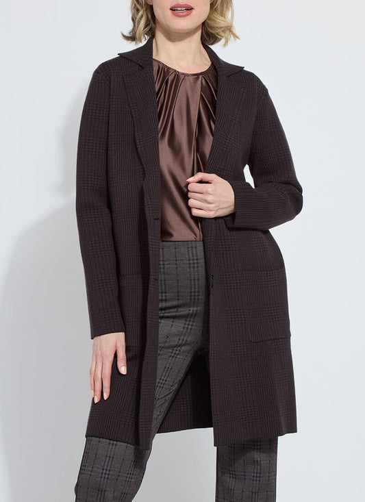 Lina Sweater Car Coat in double espresso/black by Lysse