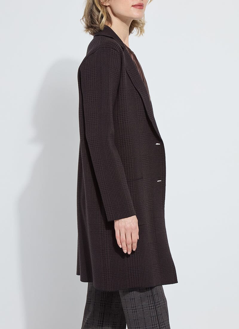 Lina Sweater Car Coat in double espresso/black by Lysse