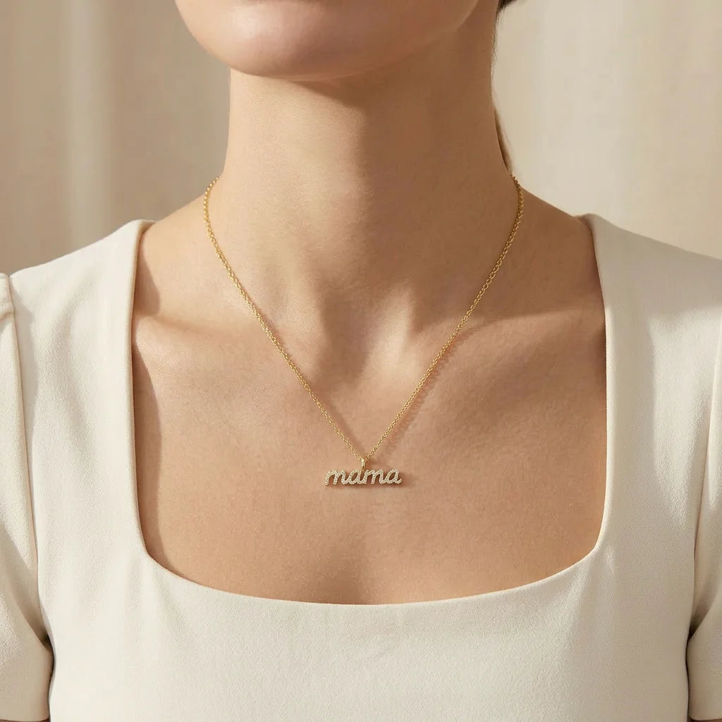 Love You Mama on Pendant Necklace in gold by Ella Stein