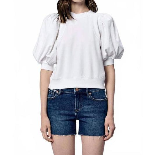 Melina Puff Sleeve Sweatshirt in white by Another Love
